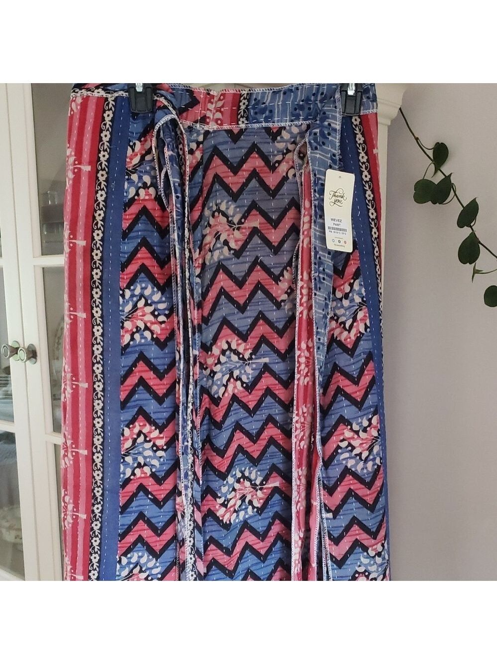 Colorful Chevron Kantha Side Tie/Wrap Pant